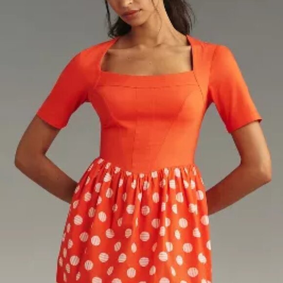 Maeve Short-Sleeve Square-Neck Mini Dress - Picture 1 of 5